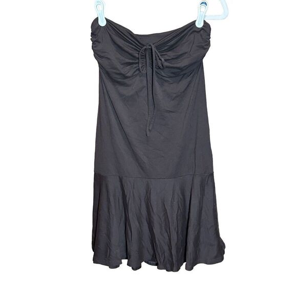 Susana Monaco Brown Strapless Ruffle Hem Womens Y2K 90s Mini Dress Sz L - Picture 1 of 7
